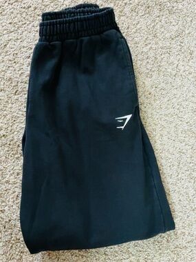 Gymshark Black Jogger Sweatpants with White Logo